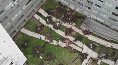 Se produjo un derrumbe del estacionamiento de un edificio de PROCREAR y más de 200 vecinos debieron ser evacuados